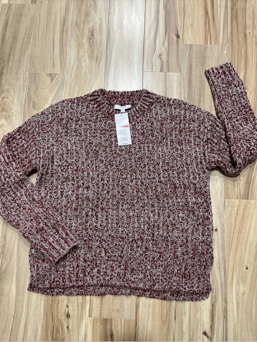 new directions Marled Burgundy Crewneck Sweater